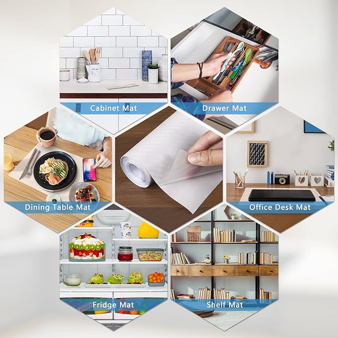 Self-Adhesive Shelf Liner Kitchen Liner, Waterproof Backed Paper Easy Peel and Stick Contact Liner Without Residue for Decor Your Desk Surface, Kitchen Countertops (Clear, 11.8 x 118.1 inches)