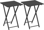 HOOBRO Folding TV Tray Table, Set of 2 Wooden TV Tray, Portable Sofa Side Snack Table, Industrial Desk for Small Spaces, Space-Saving, Easy to Install and Fold, Black BB27BZP201