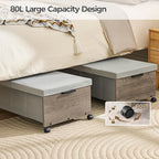 FOUCSSOMEI Under Bed Storage with Wheels, Bigger Size, Under Bed Drawers Heavy Duty, 2 Packs, Wooden Under Bed Storage Containers Organizer, Metal Frame, Patented Design