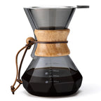 Lalord Pour Over Coffee Maker, 600ml/20oz Borosilicate Glass Carafe with Stainless Steel Filter & Wooden Collar, 3-4 Cups Capacity, Clear