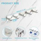 Alise Coat Hooks Wall Mount,Hat and Coat Rack with 5 Hooks Wall Mount Key Hooks for Robes,Bags,Keys,and Towels,SUS304 Stainless Steel Wall Hooks for Hanging,Self Adhesive or Drilling,Brushed