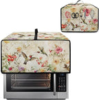 Convection Toaster Oven Cover Decorative Dustproof Convection Microwave Oven Cover with Storage Pockets for Kitchen Countertop, S, 14.5 x 18.5 x 9 Inches, Retro Hummingbird Floral