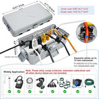 Hrensaw Medium Outdoor Electrical Box(10.6x5.5x4.5inch),IP54 Waterproof Extension Cord Cover w/6 Cable Entry,Weatherproof Connection Box Protect Power Strip,Timer,Plug,Holiday Lights,Grey