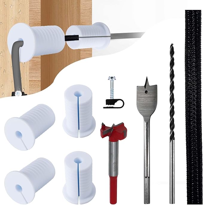 Starlink Cable Routing Kit,Cable Installation Kit,4* Grommets, 1" Spade Drill Bit,1" Strengthen Drill bit, 13" Cable Protective Sleeve,5/16" Drill Bit, 30 Wall Clamps Cable Installation Kit