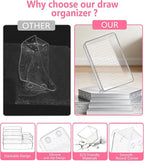 13 Pcs Makeup Drawer Organizer Set, 5 Sizes Versatile Vanity Drawer Organizer for Makeup, Non-Slip Desk Organizer Trays for Bathroom, Bedroom, Office, Fits Jewelry and Office Supplies