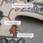 Washable Area Rugs 8x10, Large Rugs for Living Room, Carpet for Bedroom, Soft Faux Wool Retro Dining Room Rug, Non-Slip Backing Resistant Low Pile Vintage Print Rug for Home Office (Blue/Gray)