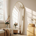 Full Length Mirror - 67"x24" Irregular Diamond Shaped Floor Mirror Aluminum Frame Floor Mirror Full Length for Bedroom Living Room Cloakroom Decor Gold