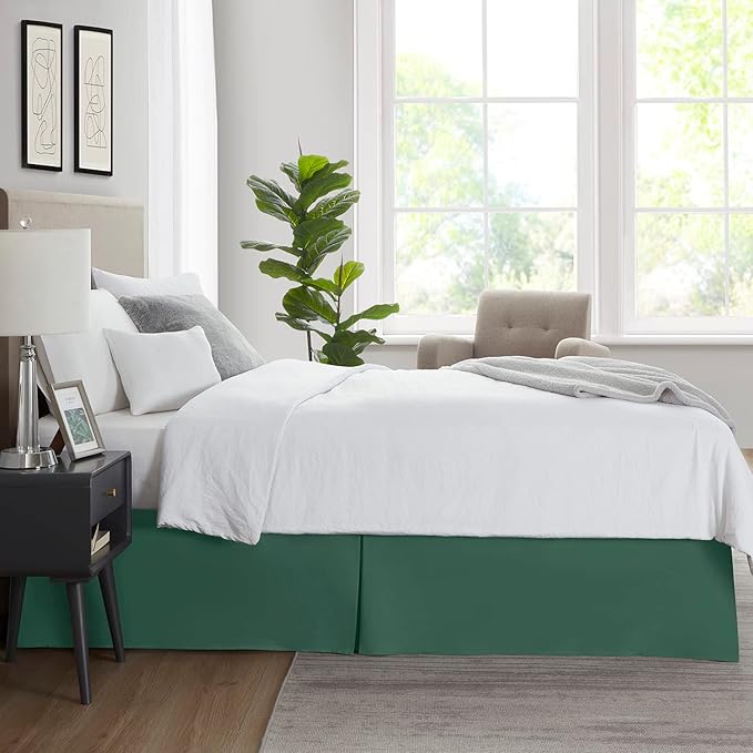 Nestl Hunter Green Full Bed Skirt - Full Size Bed Skirt 14 Inch Drop - Brushed Microfiber Bed Skirts - Hotel Quality Pleated Bed Skirt - Shrinkage & Fade Resistant