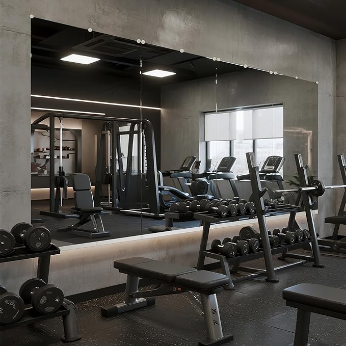Home Gym Mirror, Set of 2Pcs 48″×30″ Large Gym Mirrors, Tempered Glass Full Length Wall Mirrors, Full Body Mirror for Bedroom, Wall Mounted Mirror for Gym, Bedroom, Door