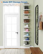 Harwaya White 5 Tier Wall Shelf Unit for Shoes Display, Lack Wall Bookshelf for Bedroom, Vertical Tiered Floating Book Shelves for Office Living Room Bathroom Vanity Kitchen Closet Purses Bags
