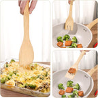 [7-PCS] Wooden Spoons for Cooking is for All Kitchen. Made From Bamboo Wood, Wooden Spatula & Wooden Spoon 11.8 in. and Non-Stick Surface, Suitable for Home & Chef Use or Gift for Someone Special.
