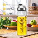 Aelga Olive Oil Dispenser Bottle - Glass Oil Dispenser - Dispenser Bottle for Kitchen with Stainless Steel Spout