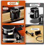 2 Pack Large Desk Cup Holder, OOKUU Anti-Spill Cup Holder for Desk or Table, Sturdy and Durable, Easy to Install, Enough to Hold Coffee Cups, Water Bottles, Gaming PC Office Accessories, Black