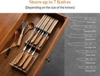 XINZUO In-drawer Knife Block, Natural Acacia Knife Drawer Oganizer, Insert-Kitchen Storage Holder, 7 Slots, Holds up to 7 Various Size Knives, Countertop Saving&Knife Protective