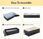Supowin Large Under Bed Storage Containers, 2-Pack Double Layer Underbed Storage Bins with 3 Handles, 70L Extensible/Closed Clothes Storage Organizer with Sturdy Bottom Sidewalls, Black