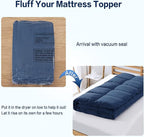 SOPAT Mattress Topper Queen Size Extra Thick Mattress Pad 8-21" Deep Pocket Soft Down Alternative Fill Mattress Protector Pillow Top Mattress Cover (60x80 Inches, Navy Blue)