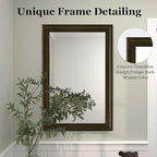 CULER Rustic Wood Wall Mirror for Bathroom,Rectangle 24 x 36 inch Hanging Black Mirrors with Wooden Frame for Living Room,Bedroom,Entryway(Dark Walnut)