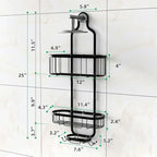 Shower Caddy Hanging, Bathroom Shower Rack, Bathroom Organizer with Soap Dish, Over The Showerhead Caddy with Hooks for Razor/Sponge, Black