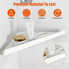 Fikoksol Shower Caddy, 2 Pack Bathroom Corner Shelf, Triangle Shelf Storage for Bathroom Shower, White Metal Shower Shelf & Rustproof Wall Mounted Adheisve Glue Organizer Accessories and Essentials
