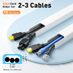 Delamu Cord Hider, 236in Cable Hider, Cord Covers for 2-3 Wires on Wall, Wire Covers for Cords, Wire Hiders for TV on Wall, Easier Setup Cable Cover Cable Management, W0.94 H0.47in,White