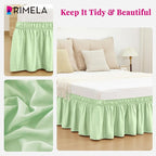 RIMELA Bed Skirt Queen Size Baby Green 15 Inch Drop, Wrap Around Elastic Bedskirt, Dust Ruffle for Adjustable Bed Base Soft Durable Fabric Machine Washable Easy to Install Bed Skirts