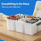 MACOPRO 17 QT Clear Storage Bins with Lids Plastic Box Multipurpose Stackable Storage Containers for Organizing Tool,Craft,Crayon,Marker Pen(White, 1Pack-6-in-1)