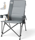 Timber Ridge Oversized Camping Chair with Lumbar Support, Portable Folding Chair Heavy Duty for Adults Supports 450 LBS for Outdoor Camping Lawn, with High Back, Cup Holder, Side Pocket, Grey