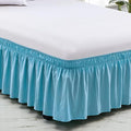Light Blue Wrap Around Bed Skirts with 16" Drop - Three Sides Fabric Adjustable Elastic Dust Ruffle Silky Soft -600 TC Stretchy Bed Skirt-Twin XL(39"X 80") Light Blue