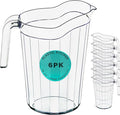 DecorRack 6 Pack - 75 oz Polycarbonate Plastic Pitcher Beverage Dispenser with Pour Spout Shatterproof Catering and Restaurant Serveware for Cold Drinks, Water, Lemonade, Beer, and Sangria (6 Pack)