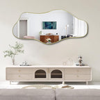 Irregular Full Length Mirror, 67"x31" Large Asymmetrical Tempered Glass Mirror, Gold Organic Frameless Wall Mirrors for Living Room Bedroom Hallway Entryway, Horizontal or Vertical Hanging