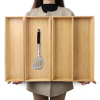BAMOTTO CRAFTBAMBOO Expandable Bamboo Drawer Organizer for Kitchen, 8 Slot