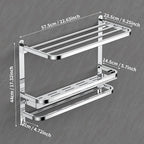 CAXIMSY 22.8Inch Towel Rack for Bathroom and Lavatory Towel Hanger with Wall Mount Towel Bars 304 Stainless Steel No Drill (Collapsible Towel Rack with Bathroom Organize Shower Shelves)
