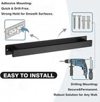 Bathroom Towel Bars,16-Inch Stainless Steel Towel Bar for Large Towel,Strong Self-Adhesive/Screws Wall Mounting,Rust-Proof,Towel Holder for Bathroom and Kitchen Storage (Black)