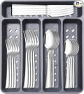 21-Piece Modern Stainless Steel Silverware Sets with Organizer Tray Silver Tableware Cutlery Set Fork Spoon and Knife Flatware Sets Heavy Duty Eating Kitchen Utensil Set Service for 4, Dishwasher Safe