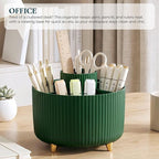 KONVINIT Pencil Pen Holder for Desk, 5 Slots 360-Degree Rotating Desktop Organizer, Cute Desk Organizers and Accessories for School, Home, Office and Art Supply, Dark Green