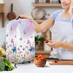 Drawstring Blender Dust Cover for Kitchen Small Appliance Decor, Colorful Floral Butterfly Anti Fingerprint Oil-proof Dust Proof Stand Mixer Juicer Soy Milk Machine Cover