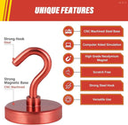 Neosmuk Magnetic Hooks, Heavy Duty 130lb+ Strong Magnet Hook for Cruise Cabins, Cruise Essentials 2026 for Hanging, Metal Wall Refrigerator Hangers (Red, 10 Pack)