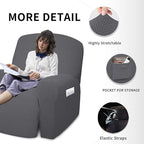 Easy-Going 4 Pieces Oversized Recliner Stretch Sofa Slipcover Sofa Cover Furniture Protector Couch Soft with Elastic Bottom Polyester Spandex Jacquard Fabric Small Checks Gray X-Large