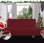 Easy-Going Futon Slipcover - Reversible Sofa Cover, Armless, Water Resistant - Protects Furniture from Pets & Kids - Christmas Red/Ivory