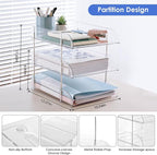 Desk Organizers and Storage, 3 Tier Clear Heightened Stackable Paper Tray Organizer for Document, Letter, A4 File Paper, Desk Accessories, Office Supplies (Clear, 3 Pack)