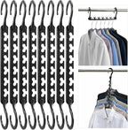 HOUSE DAY Sturdy Plastic Space Saving Hangers 12 Pack, Cascading Hangers Organizer Closet Space Saver 80% and Wrinkle Free Clothes, Multi Collapsible Hanger for Heavy Clothes, Shirts, Pants (Black)
