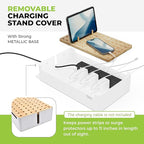 Prosumers Choice Bamboo Charging Station for Multiple Devices - Wooden Charger Organizer with Removable Dividers for Phones, Tablets, and Laptops - 11 Inch Cable Organizer Box - Space-Saving Desk Dock