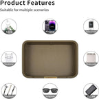 Luxury Leather Valet Tray Desktop Storage Organizer,Bedside Vanity Catchall Tray Nightstand Caddy Holder for Cosmetic,Jewelry,Watch,Keys,Phone,Wallet,Remote Controller,Pen,Olive Green