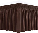 Biscaynebay Wrap Around Bed Skirts for Queen Beds 11" Short Drop, Brown Adjustable Elastic Dust Ruffles Easy Fit Wrinkle Resistant Silky Luxurious Fabric Machine Washable
