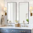 56"X18" Full Length Mirror, Black Floor Mirror with Stand Hanging or Leaning Against Wall Aluminum Alloy Frame Wall Mirror Full Length Tempered Glass for Bedroom Living Room