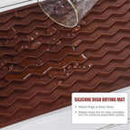 Silicone Dish Drying Mat, Non-Slip Easy Clean Sink Mat Large Heat-resistant Dish Drainer Mat for Kitchen Counter, Sink, Refrigerator or Drawer liner (12" x 6", COFFEE)
