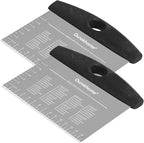 Ourokhome 2 Pack Bench Scraper Dough Cutter, Stainless Steel Dough Scraper with Laser-Etched Scale, Conversion Chart, Non-Slip Handle, Dishwasher Safe for Bread & Pastry, Black