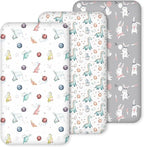 Nap Mat Sheet 47"x24", 3 Pack Dinosaur Baby Crib Sheets Fitted Elastic Corners, Preschool Day Care Rest Mat Cover, Soft Breathable - Compatible with Regalo My Cot, Joovy Travel Cot