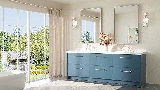TETOTE Brushed Nickel Mirror for Bathroom 24 x 36 Metal Framed Vanity Mirror, Tempered Glass, Modern Farmhouse Wall Mounted Mirrors for Decorative(Horizontal/Vertical)