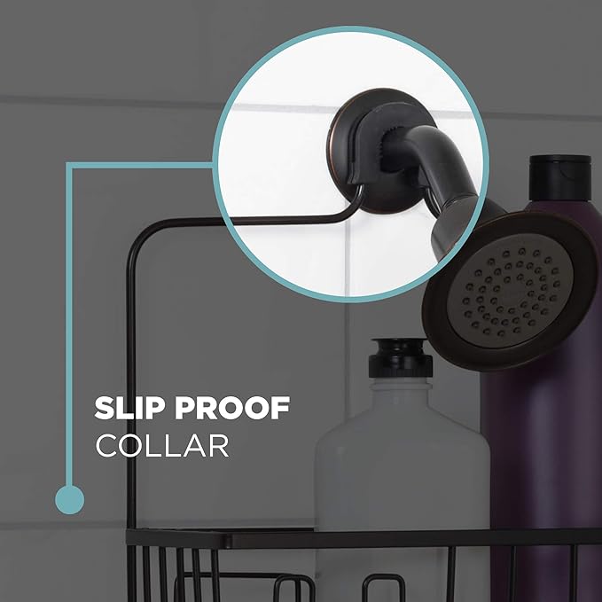 Zenna Home Shower Caddy Hanging Bathroom Organizer, Steel Shower Rack with 2 Shelves and Razor Hooks, Rust-Resistant Over Shower Head Caddy Featuring Inverted Bottle Storage, Oil Rubbed Bronze